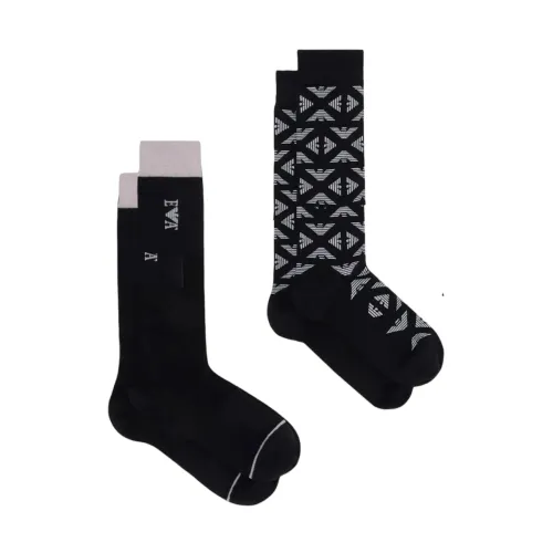 Emporio Armani , Logo Jacquard Gift Socks Pack ,Black male, Sizes: ONE