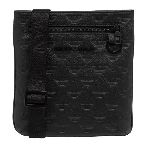 Emporio Armani , Logo Pattern Crossbody Bag ,Black male, Sizes: ONE SIZE