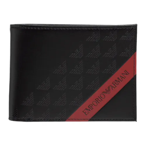 Emporio Armani , Logo Pattern Wallet with Card Slots ,Black male, Sizes: ONE SIZE