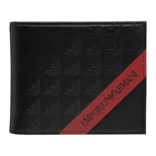 Emporio Armani , Logo Pattern Wallet with Currency Pocket ,Black male, Sizes: ONE SIZE