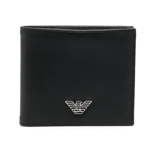 Emporio Armani , Logo-Plaque Bi-Fold Wallet ,Black male, Sizes: ONE SIZE