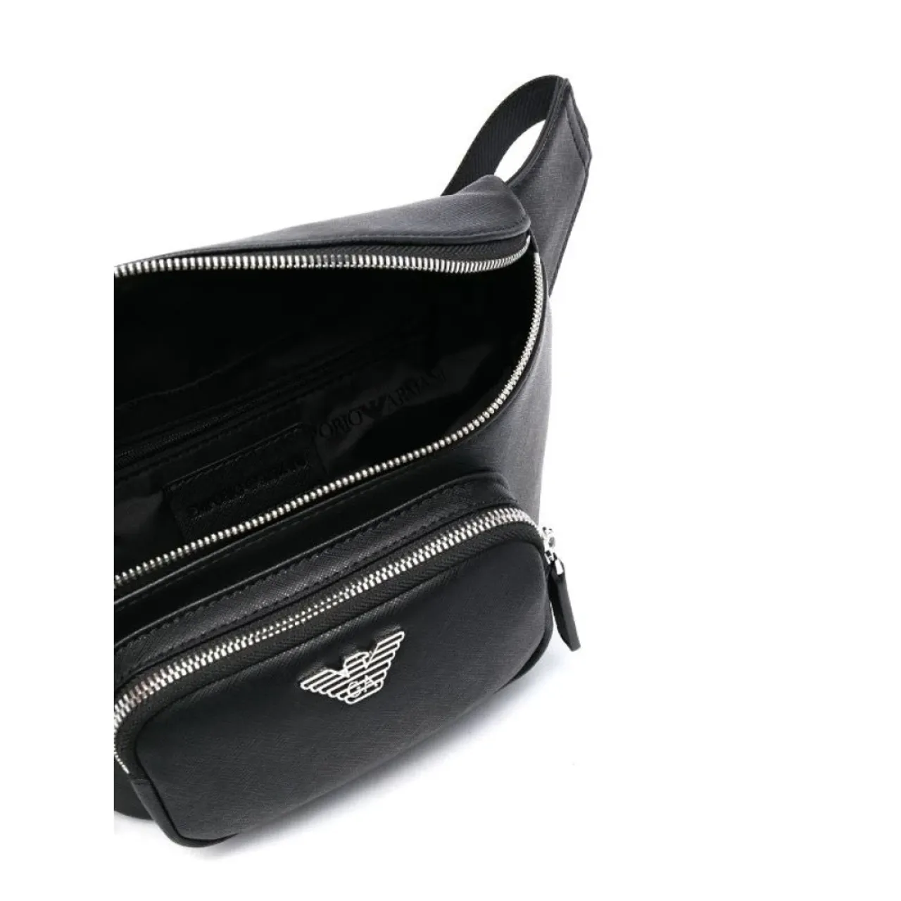 Emporio Armani , Logo-Plaque Leather Belt Bag ,Black male, Sizes: ONE SIZE