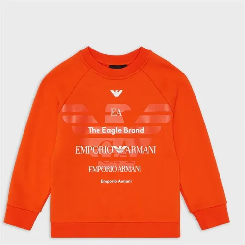 EMPORIO ARMANI Logo Printed Sweatshirt Boys - Orange