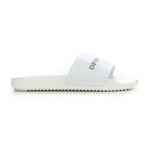 Emporio Armani , Logo Sandals, Non-Slip Rubber Sole ,White male, Sizes: