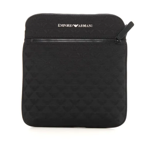 Emporio Armani , Logo Shoulder Bag, Adjustable Strap, 2 Zip Pockets ,Black male, Sizes: ONE SIZE