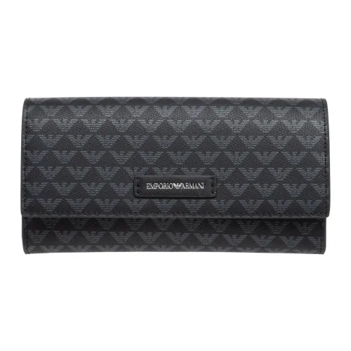 Emporio Armani , Logo Snap-button Wallet with Card Slots ,Black female, Sizes: ONE SIZE