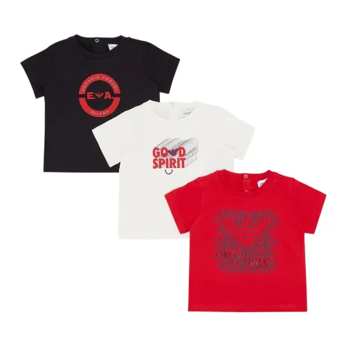 Emporio Armani , Logo T-Shirt 3-Pack ,Red male, Sizes: