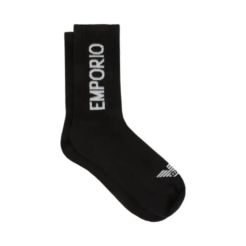 Emporio Armani Loungewear Mens Black 2-Pack Logo Tape Sock