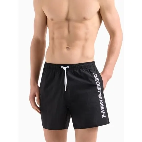 Emporio Armani Loungewear Mens Black Beach Crinkle Swim Short