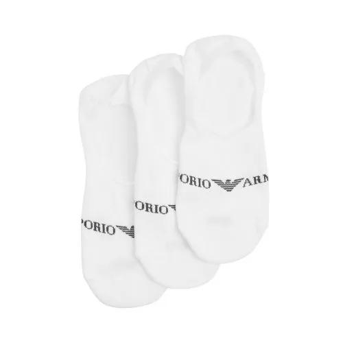 Emporio Armani Loungewear Mens White 3-Pack Logo Shoe Liner Sock