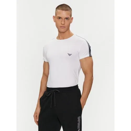 Emporio Armani Loungewear Mens White Stretch Tape Logo T-Shirt