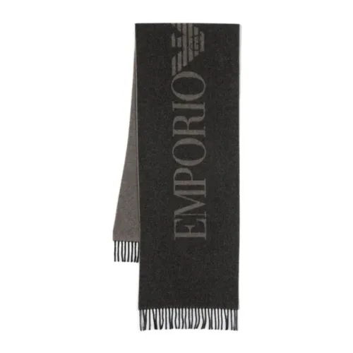 Emporio Armani , Men Scarf with Contrast Logo ,Gray male, Sizes: ONE