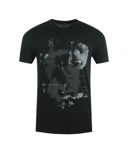 Emporio Armani Mens Abstract Print Black T-Shirt Cotton