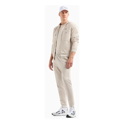 Emporio Armani , Mens Beige Hooded Visibility Tracksuit ,Beige male, Sizes:
