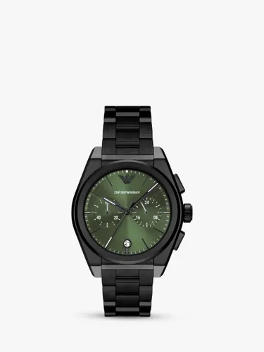 Emporio Armani Men's Chronograph Date Bracelet Strap Watch, Black/Green - Black/Green - Male
