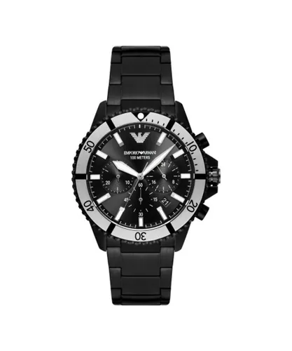 Emporio Armani Mens Chronograph Watch with Steel Case - Black - One Size