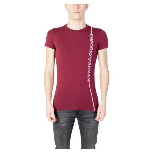 Emporio Armani , Mens Crew Neck T-Shirt ,Red male, Sizes: