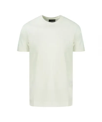 Emporio Armani Mens Embossed Eagle Logo Cream T-Shirt Cotton