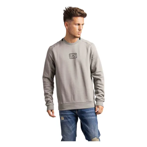 Emporio Armani , Mens Grey Chest Logo Sweater ,Gray male, Sizes: