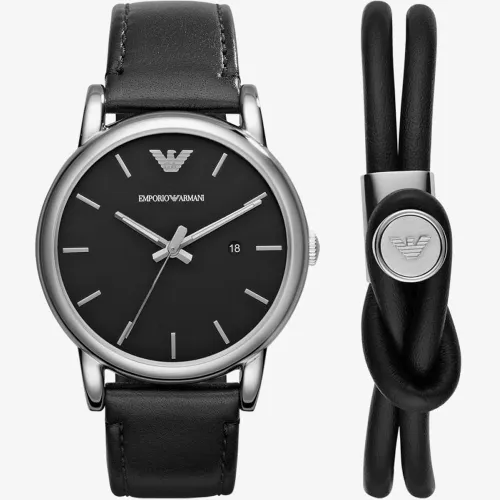 Emporio Armani Mens Luigi Strap Watch & Bracelet Set AR80059