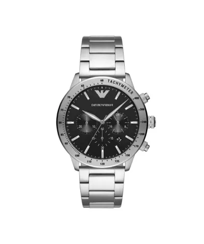 Emporio Armani Mens Silver Steel Chronograph Watch - One Size