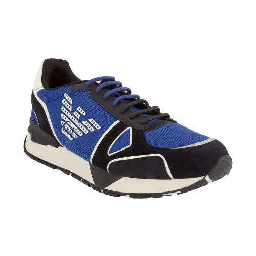 Emporio Armani , Men`s Stylish Leather Sneakers ,Blue male, Sizes: