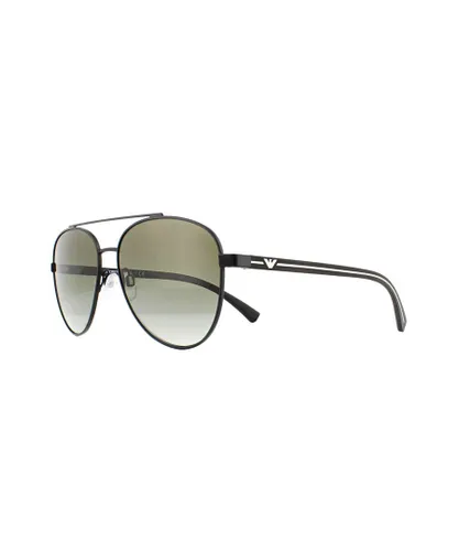 Emporio Armani Mens Sunglasses EA2079 30018E Matte Black Green Gradient Metal - One