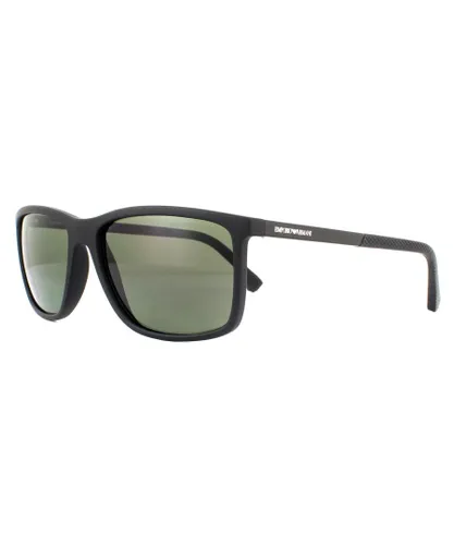 Emporio Armani Mens Sunglasses EA4058 56539A Rubber Black Green Polarised - One
