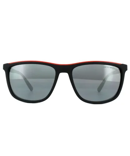 Emporio Armani Mens Sunglasses EA4109 50426G Matt Black Light Grey Mirror - One