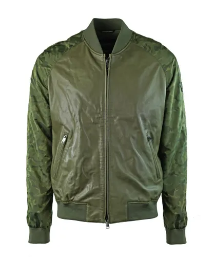 Emporio Armani Mens W1B54P W1P58 010 Leather Jacket - Green