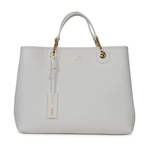 Emporio Armani , MyEA Medium Shopping Bag - White Faux Leather ,White female, Sizes: ONE SIZE