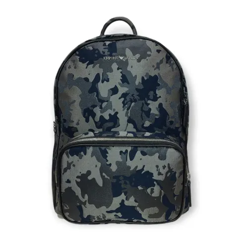 Emporio Armani , Navy/Black Jacquard Camouflage Backpack ,Multicolor male, Sizes: ONE SIZE