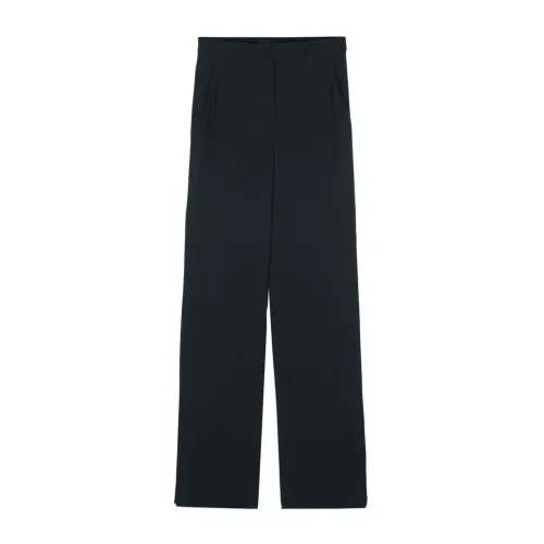 Emporio Armani , Navy Blue High-Waisted Trousers ,Blue female, Sizes: