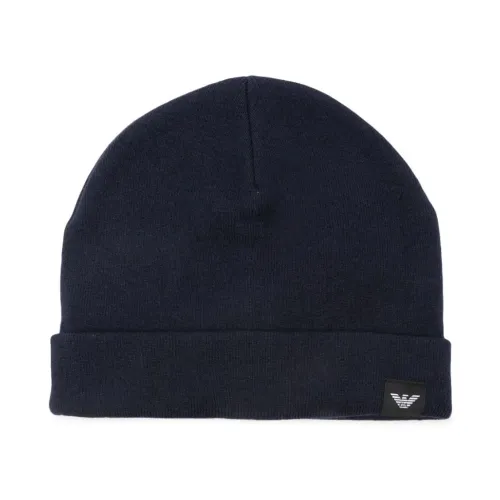Emporio Armani , Navy Wool Hat ,Blue male, Sizes: