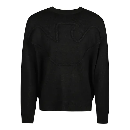 Emporio Armani , Nero Eagle Sweater ,Black male, Sizes: