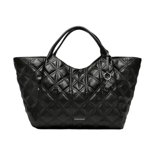 Emporio Armani , Quilted Leather Bag with Logo Charm ,Black female, Sizes: ONE SIZE