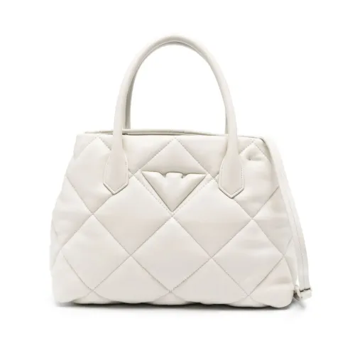 Emporio Armani , Quilted Shopping Bag ,White female, Sizes: ONE SIZE