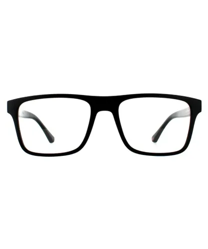 Emporio Armani Rectangle Mens Matte Black Clear with Sun Clip-ons Sunglasses - One