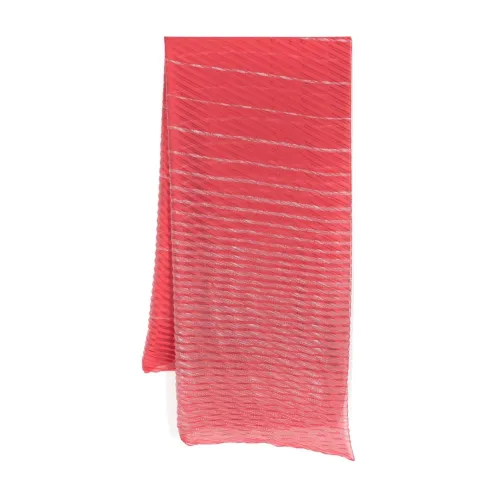 Emporio Armani , Red Pleated Lurex Scarf ,Red female, Sizes: ONE
