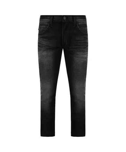 Emporio Armani Regular Fit Mens Washed Black Jeans Cotton