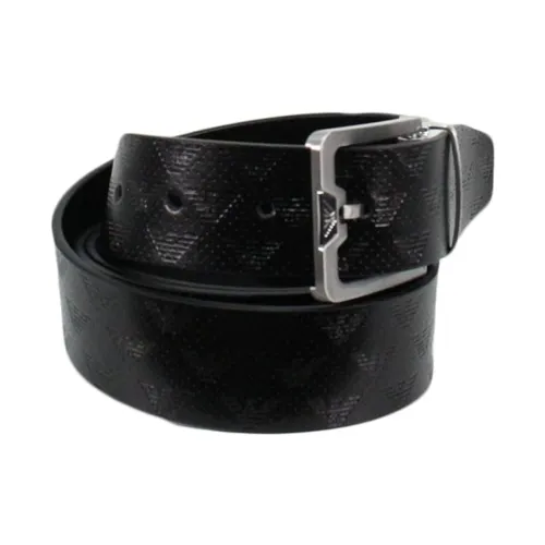 Emporio Armani , Reversible Leather Belt with Adjustable Buckle ,Black male, Sizes: ONE