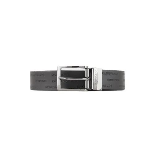 Emporio Armani , Reversible Leather Belt with Lettering ,Black male, Sizes: ONE