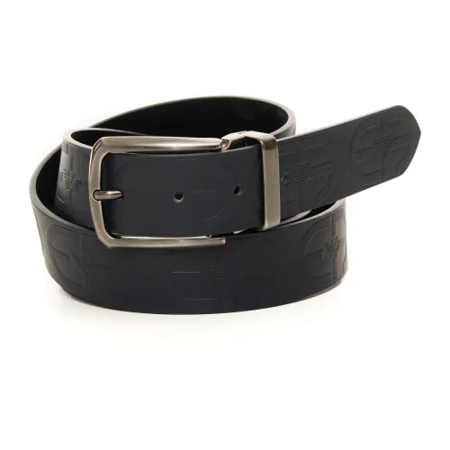 Emporio Armani , Reversible Leather Belt With Logo ,Blue male, Sizes: ONE
