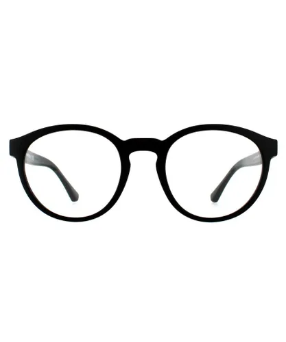 Emporio Armani Round Mens Matte Black Clear with Sun Clip-ons Sunglasses - One