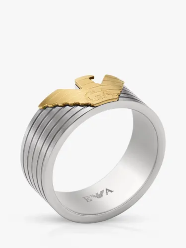 Emporio Armani s Eagle Logo Ring, Silver/Gold - Silver/Gold - Male - Size: U