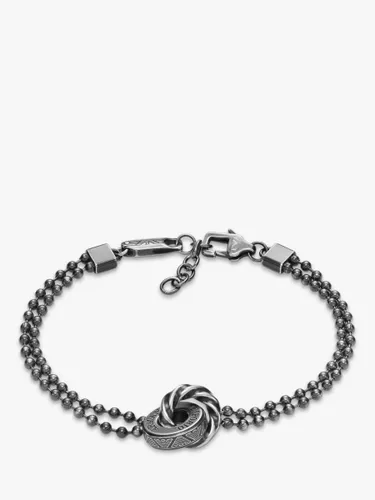 Emporio Armani s Interlink Beaded Chain Bracelet, Silver - Silver - Male