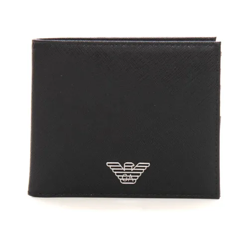 Emporio Armani , Saffiano Leather Wallet with Cardholder Compartments ,Black male, Sizes: ONE SIZE