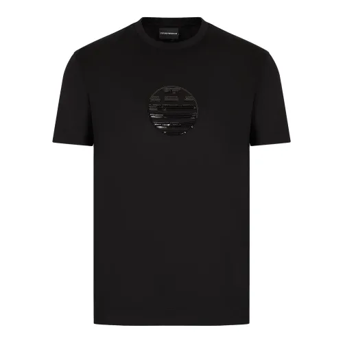 Emporio Armani , Sequin Embellished Black T-shirt for Men ,Black male, Sizes: