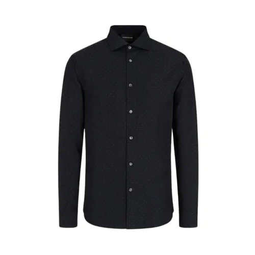 Emporio Armani , Shirt With All-Over Eagle ,Blue male, Sizes:
