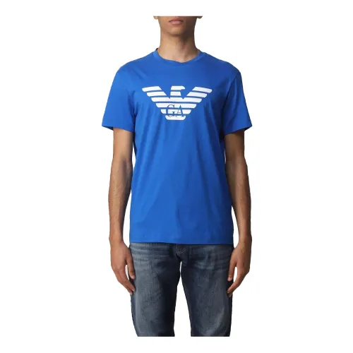 Emporio Armani , Short Sleeve T-Shirt ,Blue male, Sizes:
